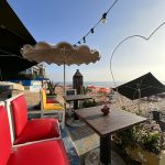 Sitting at a cafe on Taghazout Beach